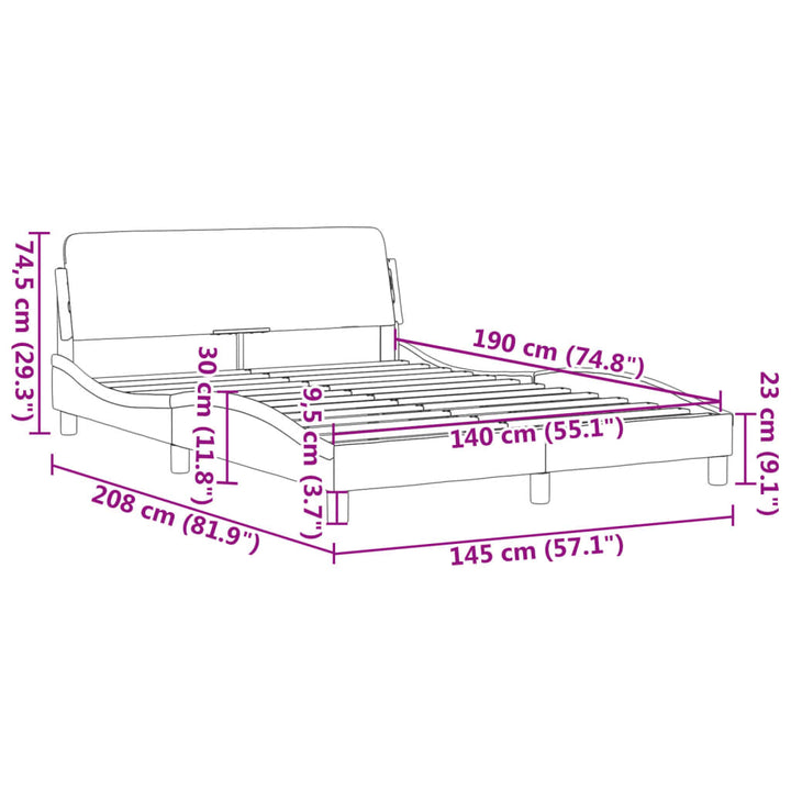 sengeramme med sengegavl Dover Pink 140x190 cm Fløjl