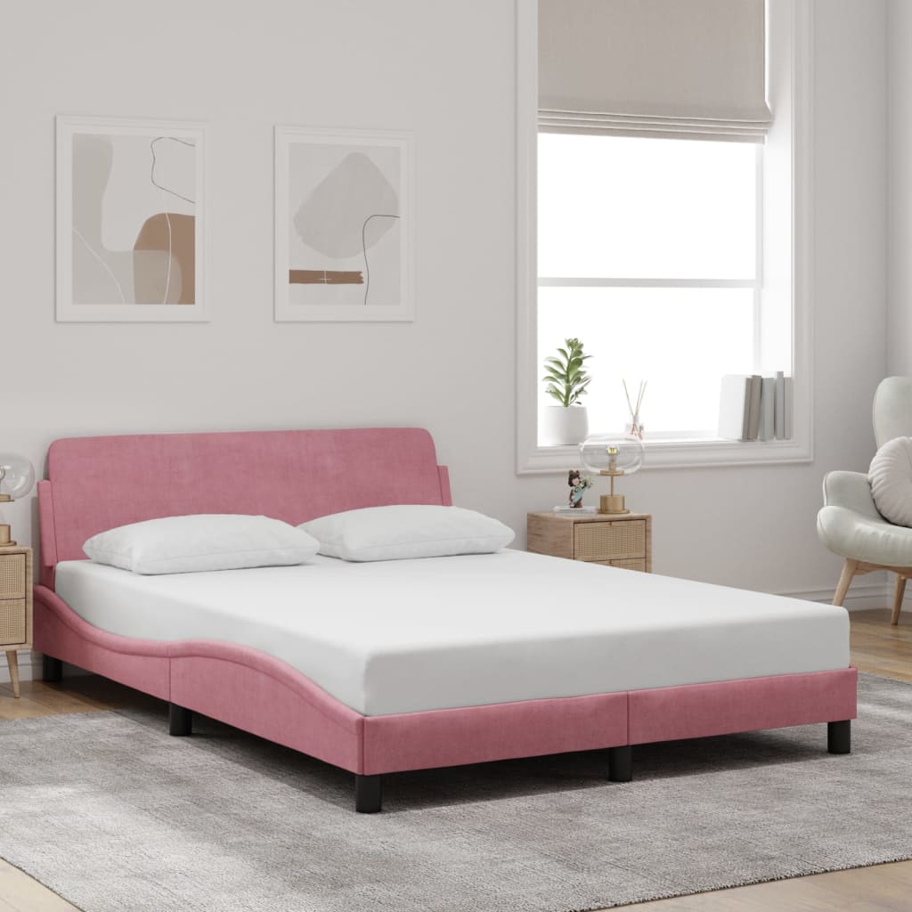 sengeramme med sengegavl Dover Pink 140x190 cm Fløjl