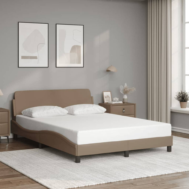 sengeramme Dover 140x190 cm kunstlæder cappuccinofarvet