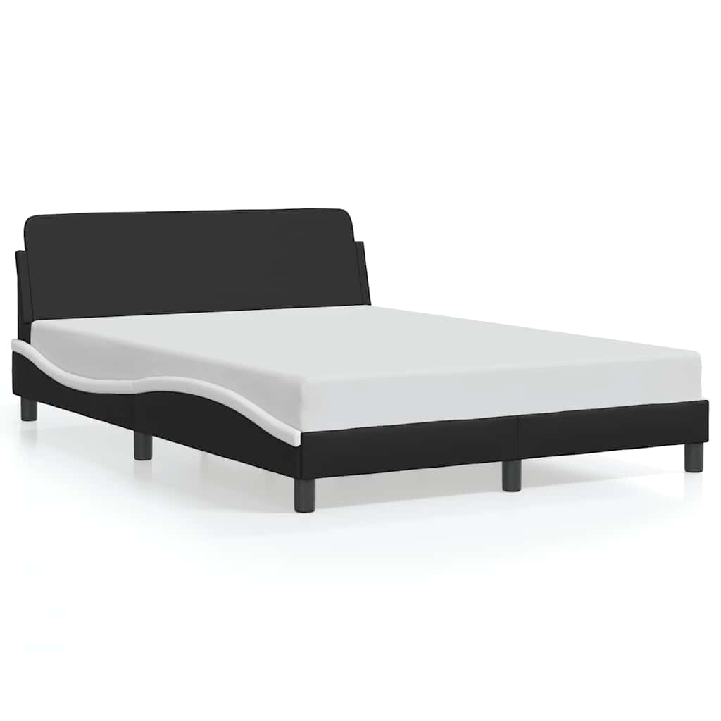 sengeramme Dover 140x190 cm kunstlæder sort og hvid