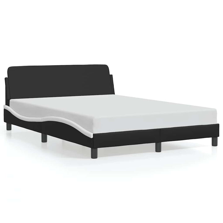 sengeramme Dover 140x190 cm kunstlæder sort og hvid