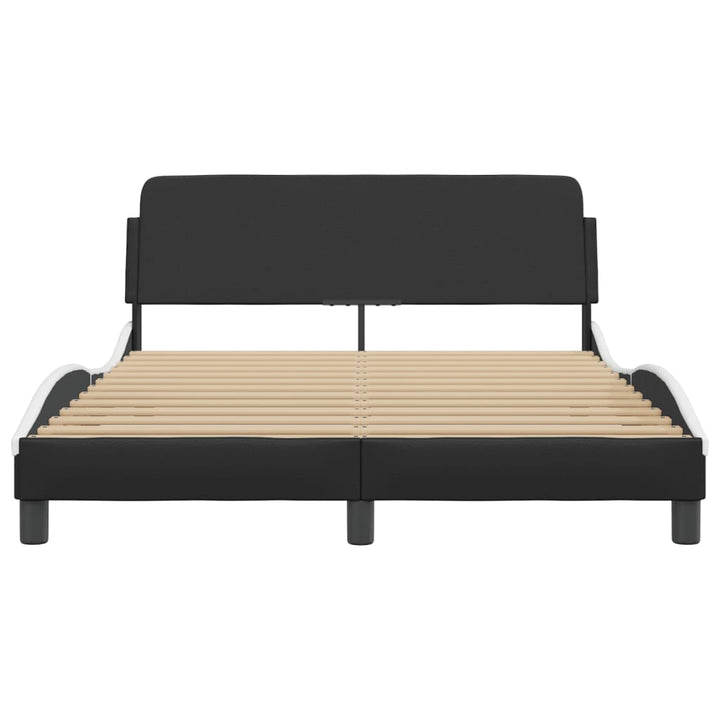 sengeramme Dover 140x190 cm kunstlæder sort og hvid