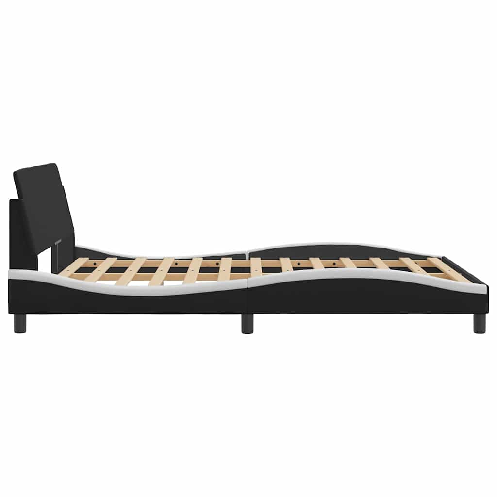 sengeramme Dover 140x190 cm kunstlæder sort og hvid