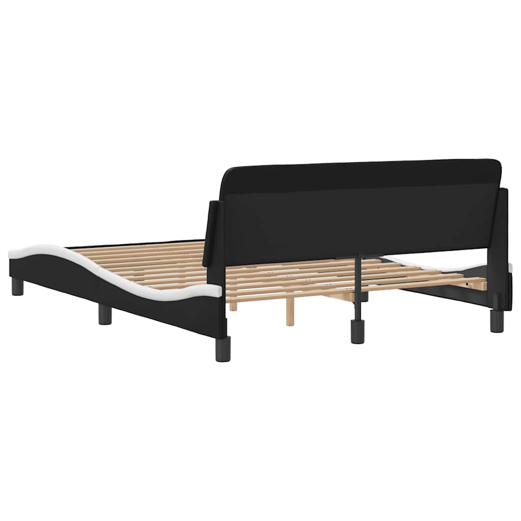 sengeramme Dover 140x190 cm kunstlæder sort og hvid