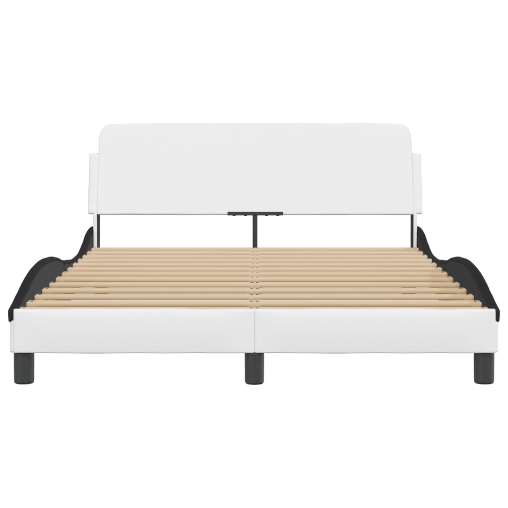 sengeramme Dover 140x190 cm kunstlæder hvid og sort
