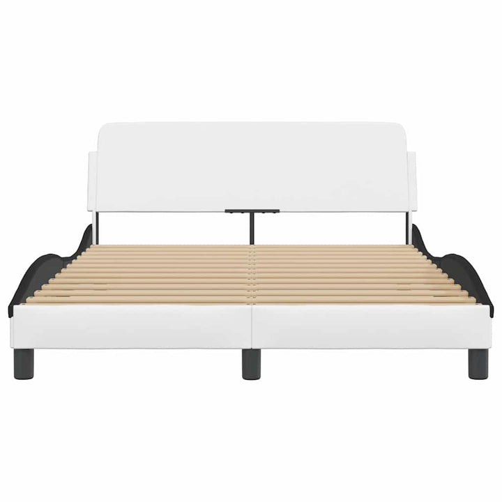 sengeramme Dover 140x190 cm kunstlæder hvid og sort