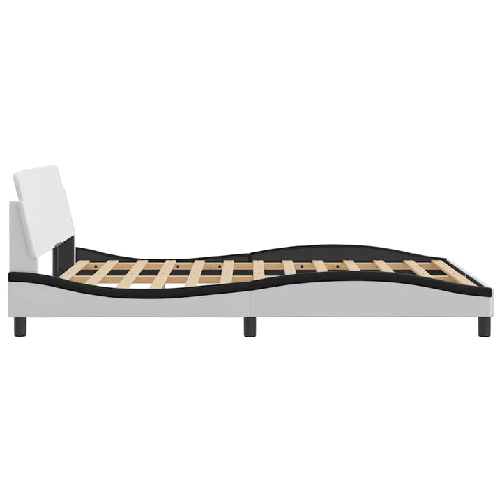 sengeramme Dover 140x190 cm kunstlæder hvid og sort