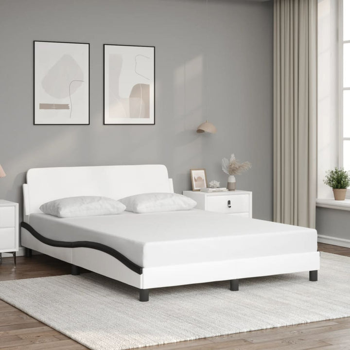 sengeramme Dover 140x190 cm kunstlæder hvid og sort