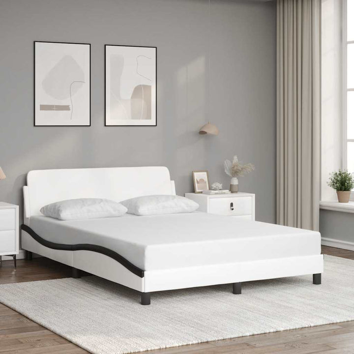 sengeramme Dover 140x190 cm kunstlæder hvid og sort