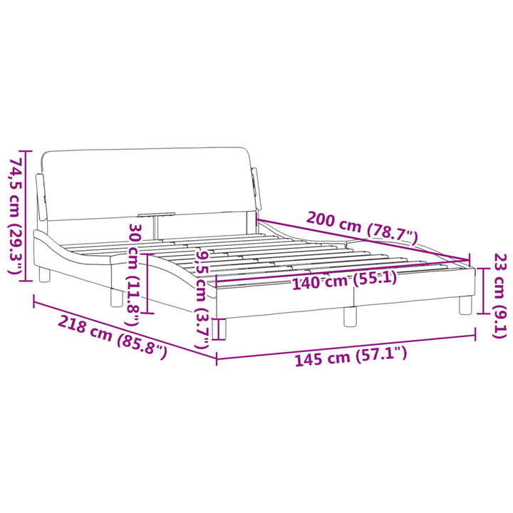 sengeramme uden madras 140x200 cm stof cremefarvet