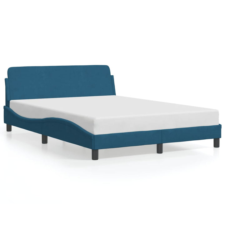 sengeramme med sengegavl Dover 140x200 cm velour blå
