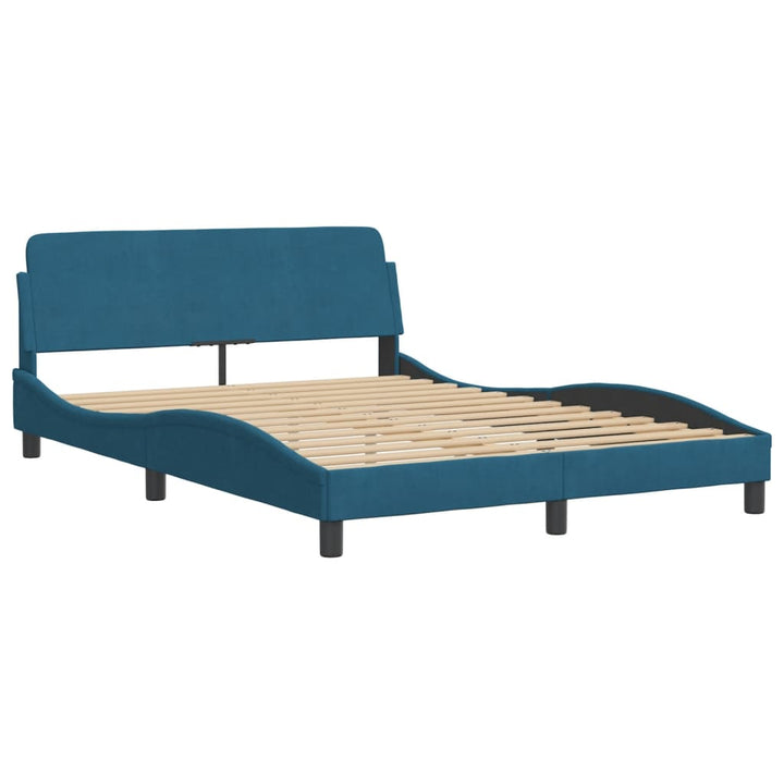 sengeramme med sengegavl Dover 140x200 cm velour blå