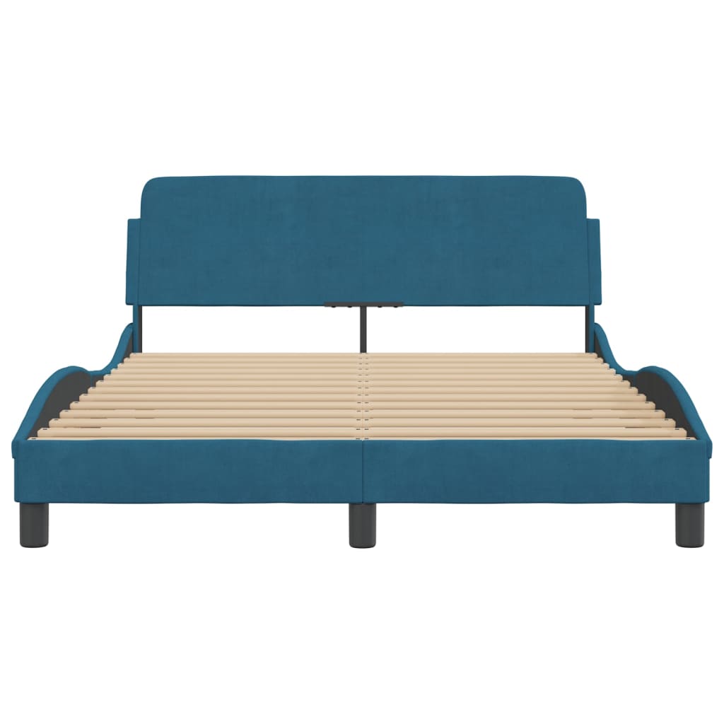 sengeramme med sengegavl Dover 140x200 cm velour blå