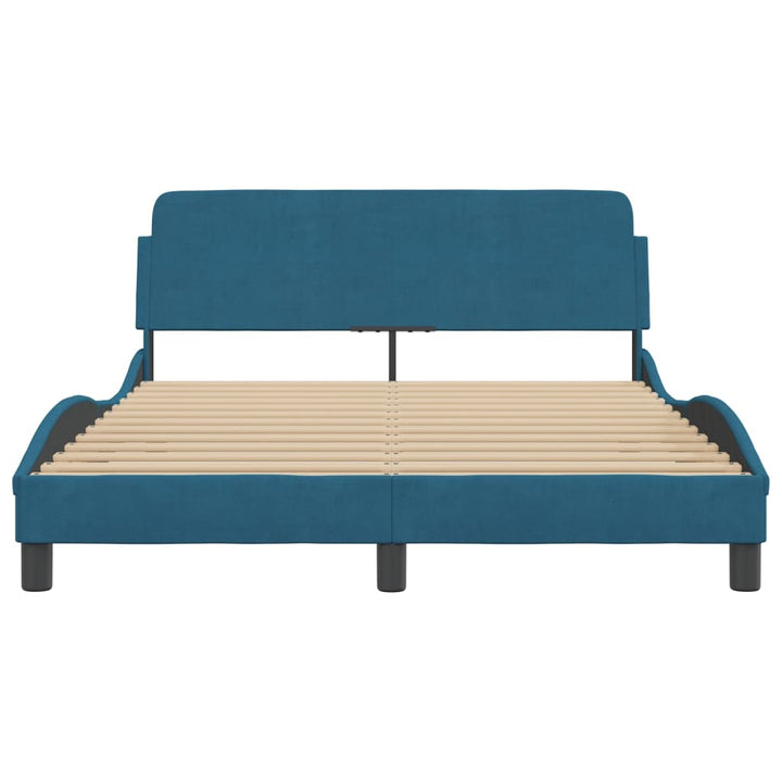 sengeramme med sengegavl Dover 140x200 cm velour blå