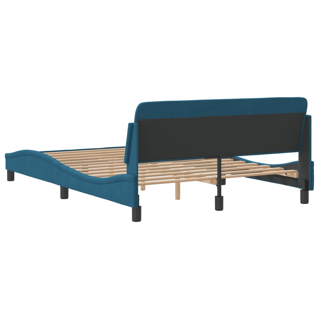 sengeramme med sengegavl Dover 140x200 cm velour blå