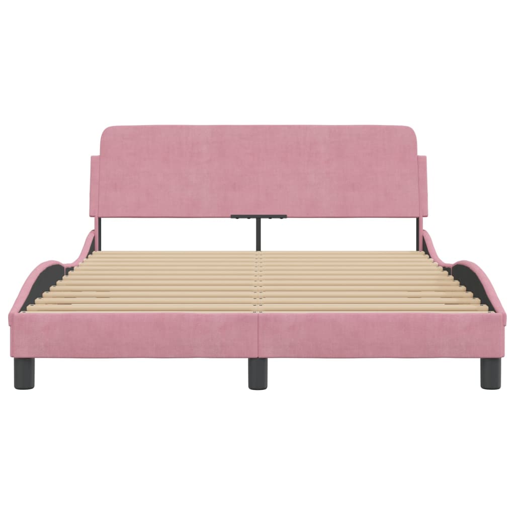 sengeramme med sengegavl Dover Pink 140x200 cm Velour
