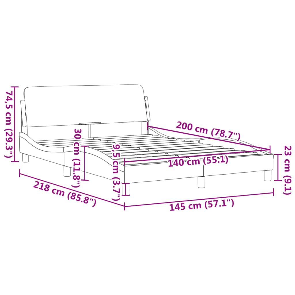 sengeramme Dover 140x200 cm kunstlæder cappuccinofarvet
