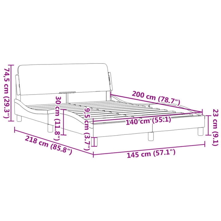 sengeramme Dover 140x200 cm kunstlæder cappuccinofarvet
