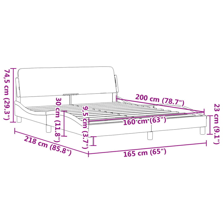 sengeramme Dover Sort 160x200 cm Fløjl