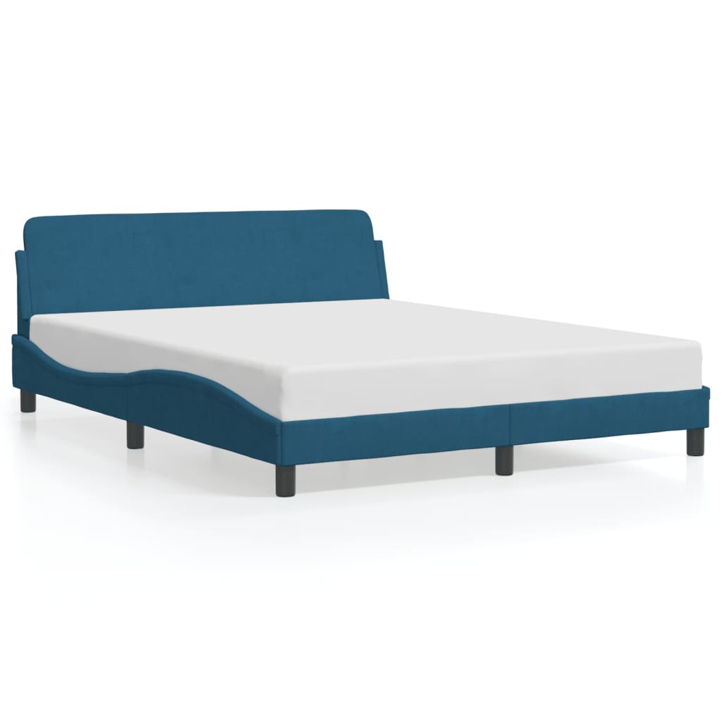 sengeramme med sengegavl Dover 160x200 cm velour blå