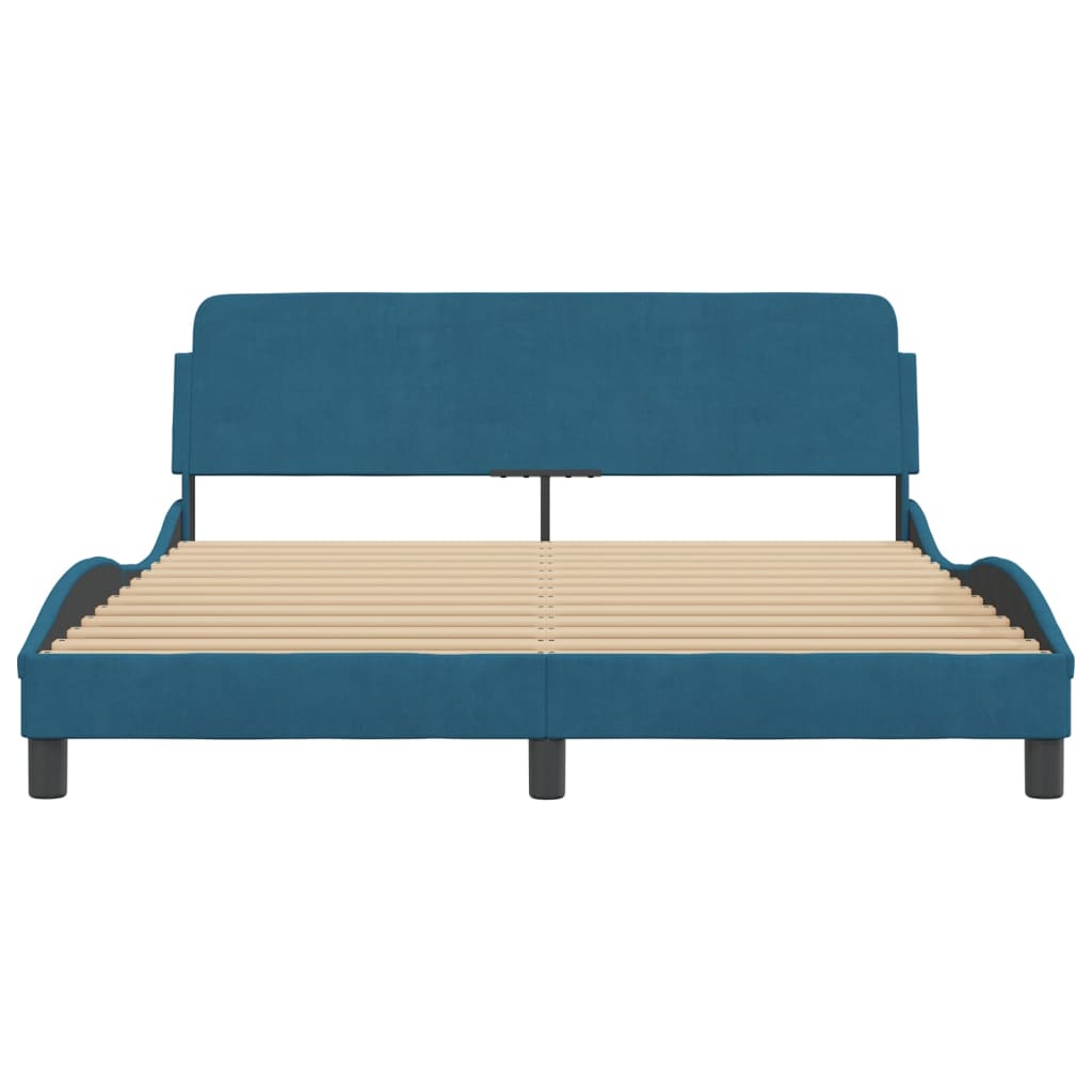 sengeramme med sengegavl Dover 160x200 cm velour blå