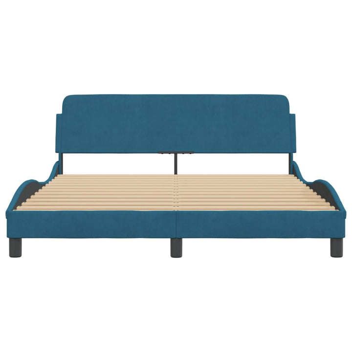 sengeramme med sengegavl Dover 160x200 cm velour blå