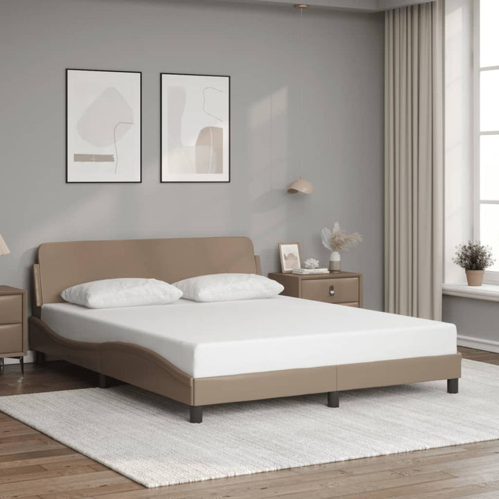 sengeramme Dover 160x200 cm kunstlæder cappuccinofarvet