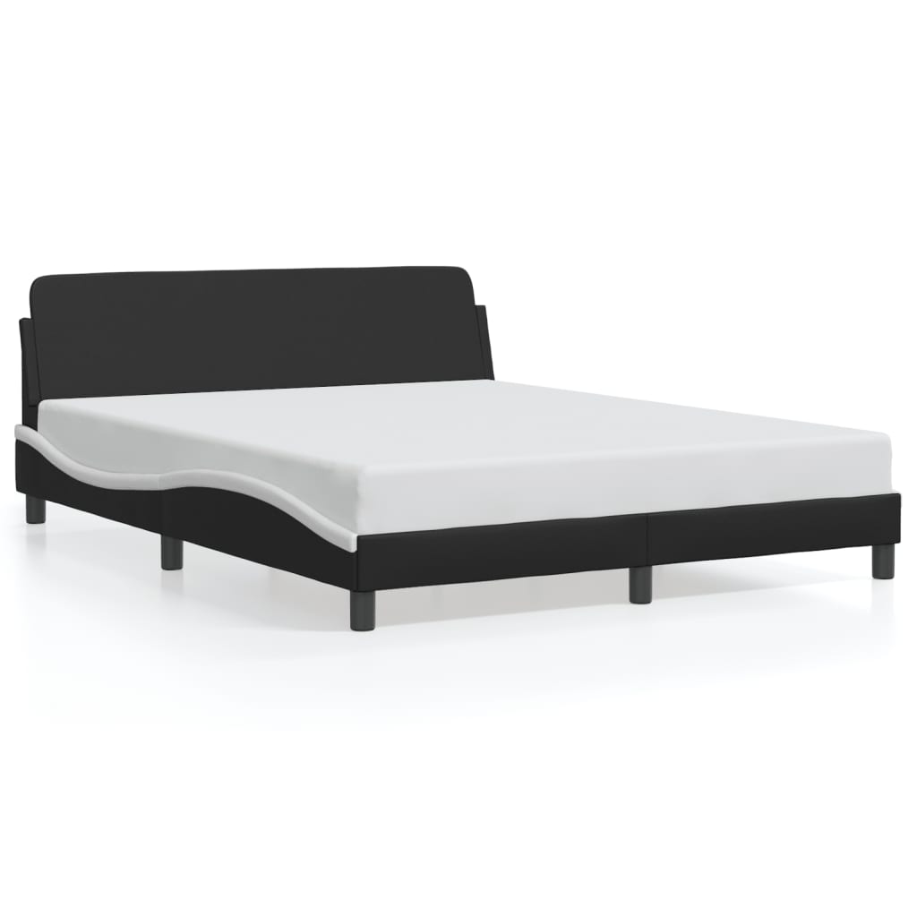 sengeramme Dover 160x200 cm kunstlæder sort og hvid