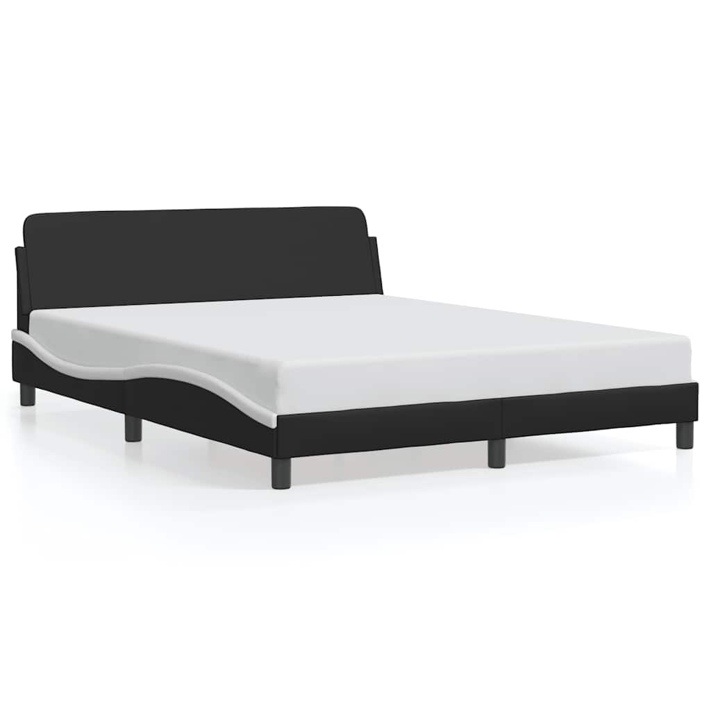 sengeramme Dover 160x200 cm kunstlæder sort og hvid