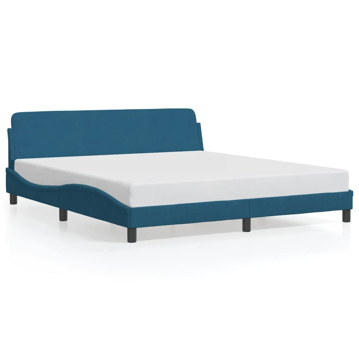 sengeramme med sengegavl Dover 180x200 cm velour blå