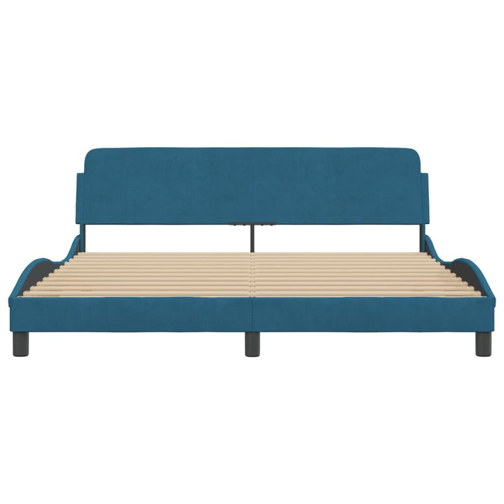 sengeramme med sengegavl Dover 180x200 cm velour blå
