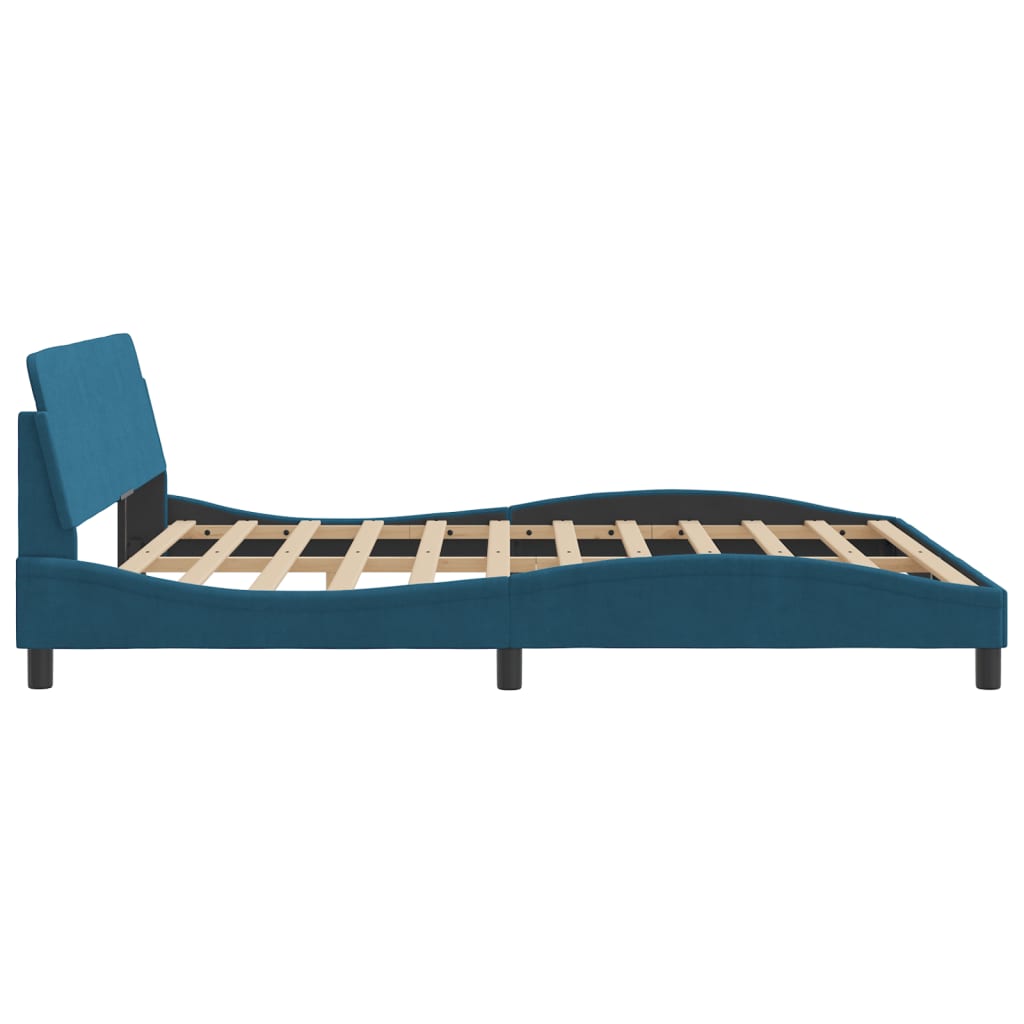 sengeramme med sengegavl Dover 180x200 cm velour blå