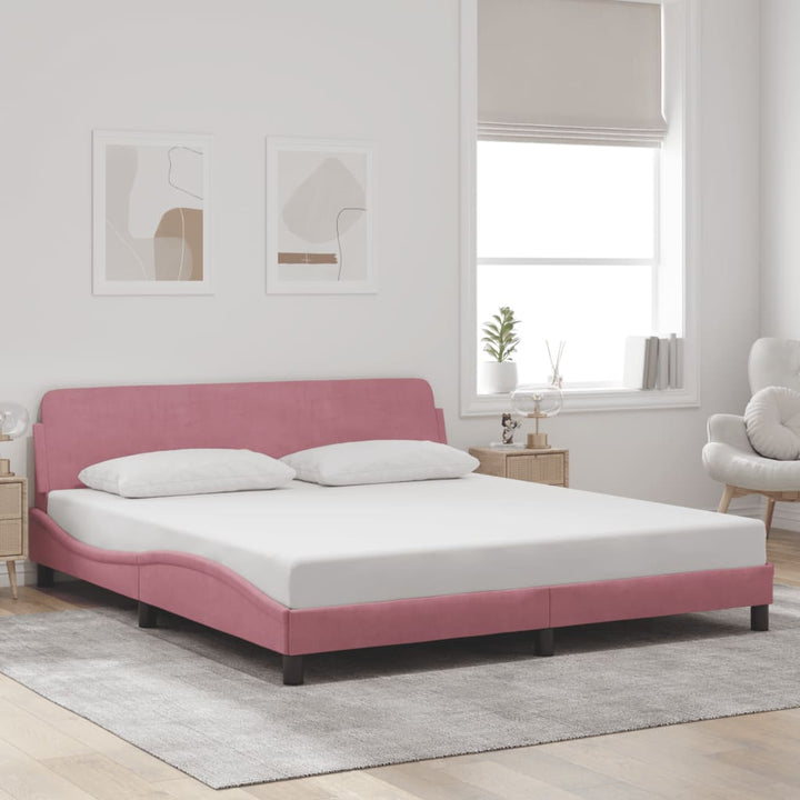 sengeramme med sengegavl Dover Pink 180x200 cm Fløjl