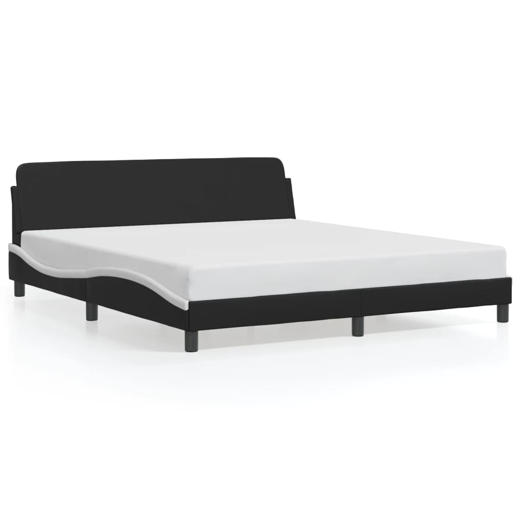 sengeramme Dover 180x200 cm kunstlæder sort og hvid