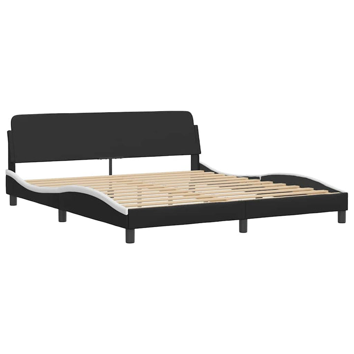 sengeramme Dover 180x200 cm kunstlæder sort og hvid