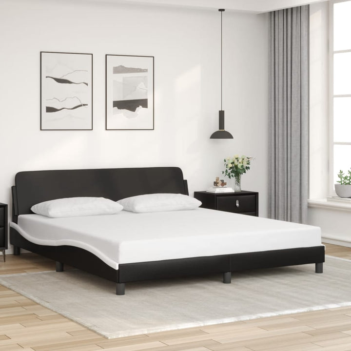 sengeramme Dover 180x200 cm kunstlæder sort og hvid