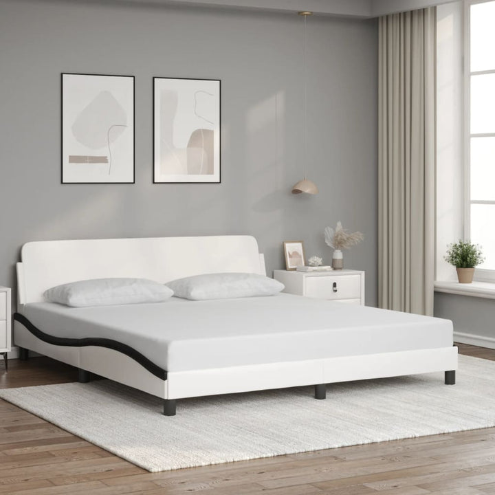 sengeramme Dover 180x200 cm kunstlæder hvid og sort