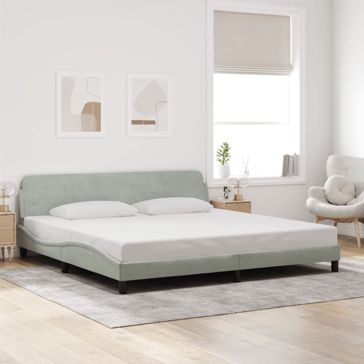 sengeramme Dover Lysegrå 200x200 cm Fløjl