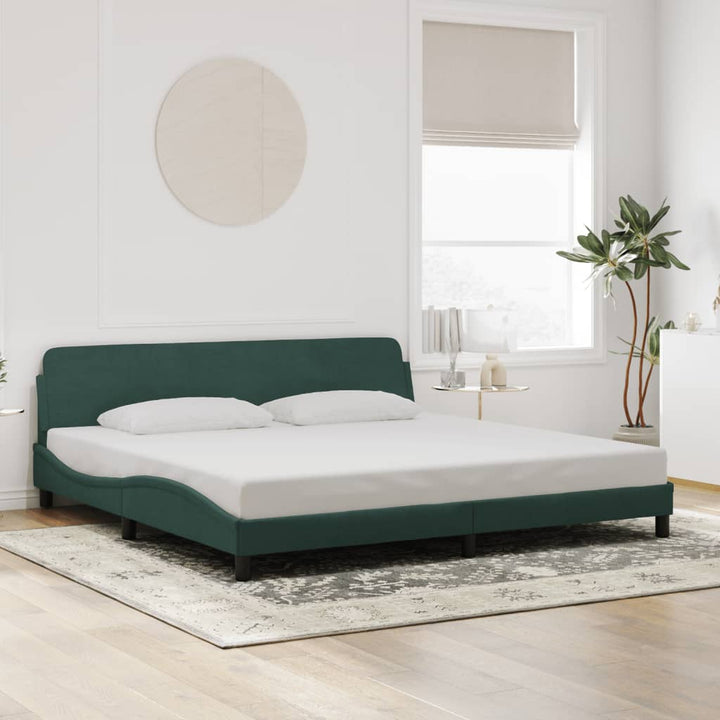 sengeramme Dover Mørkegrøn 200x200 cm Fløjl