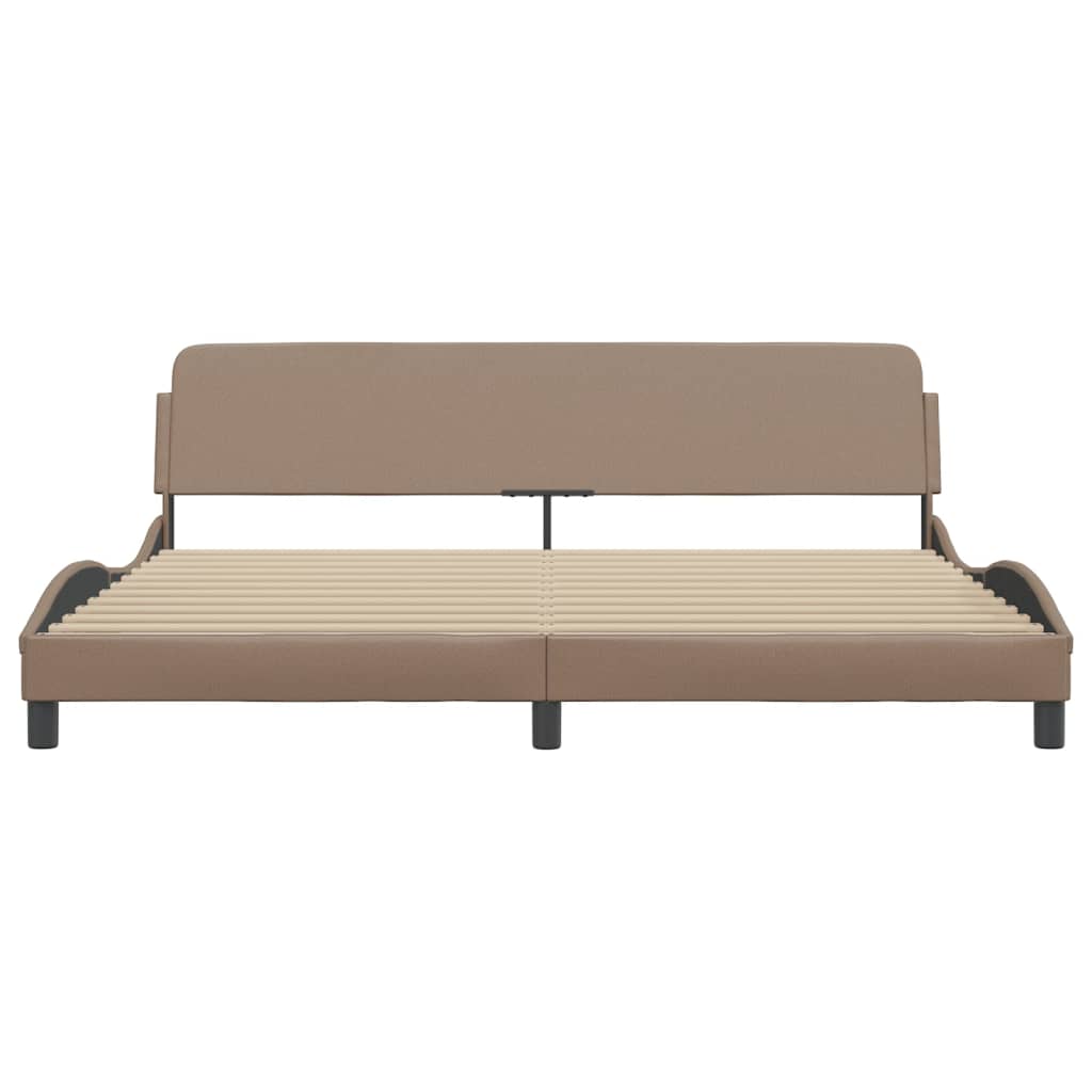 sengeramme Dover 200x200 cm kunstlæder cappuccinofarvet