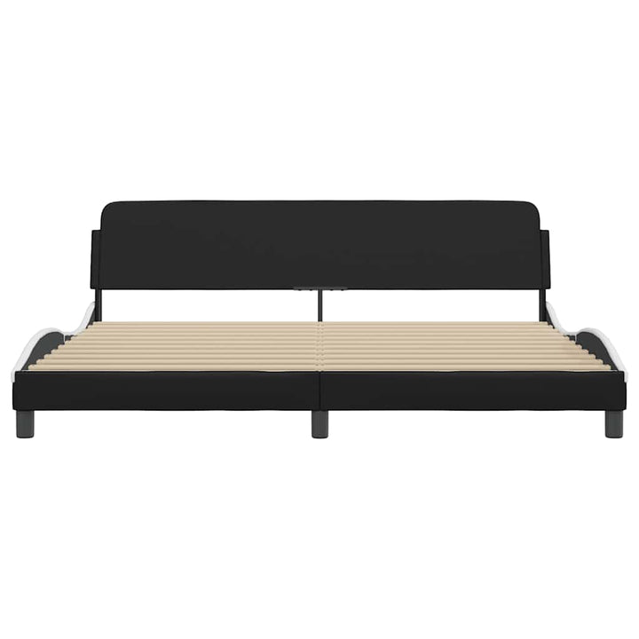 sengeramme Dover 200x200 cm kunstlæder sort og hvid