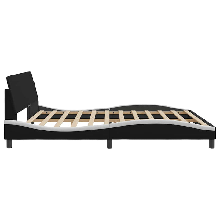 sengeramme Dover 200x200 cm kunstlæder sort og hvid