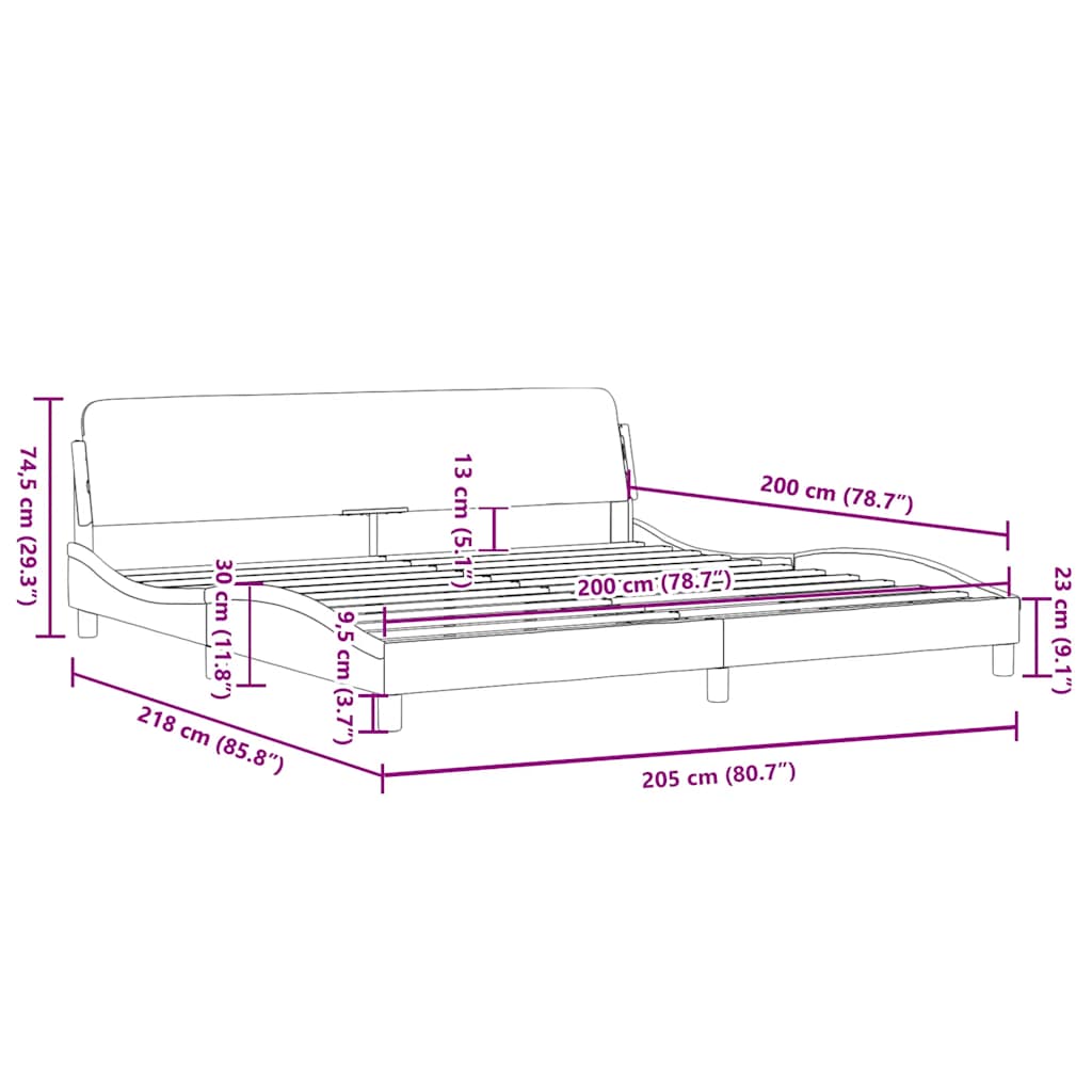 sengeramme Dover 200x200 cm kunstlæder sort og hvid
