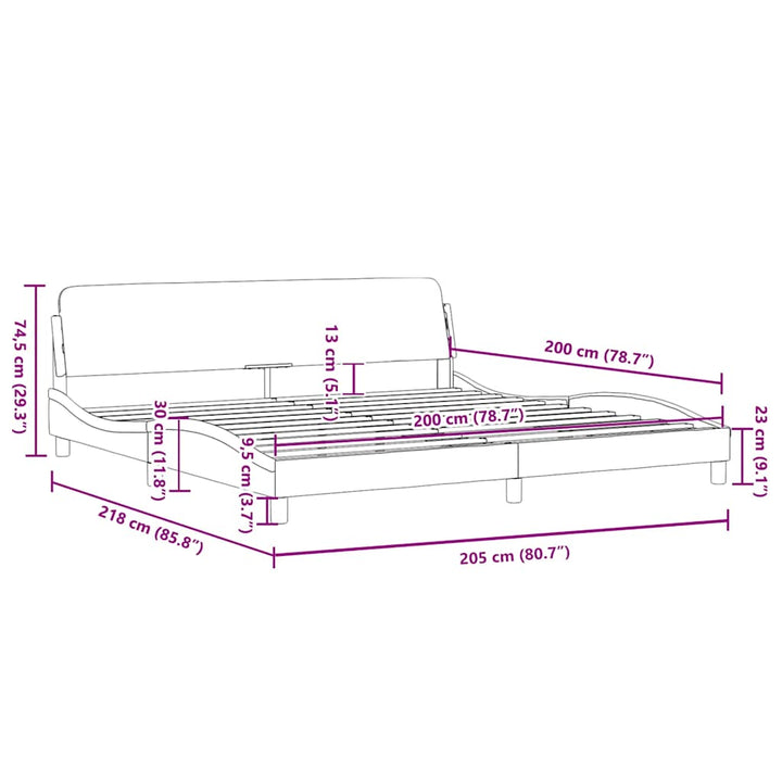 sengeramme Dover 200x200 cm kunstlæder sort og hvid