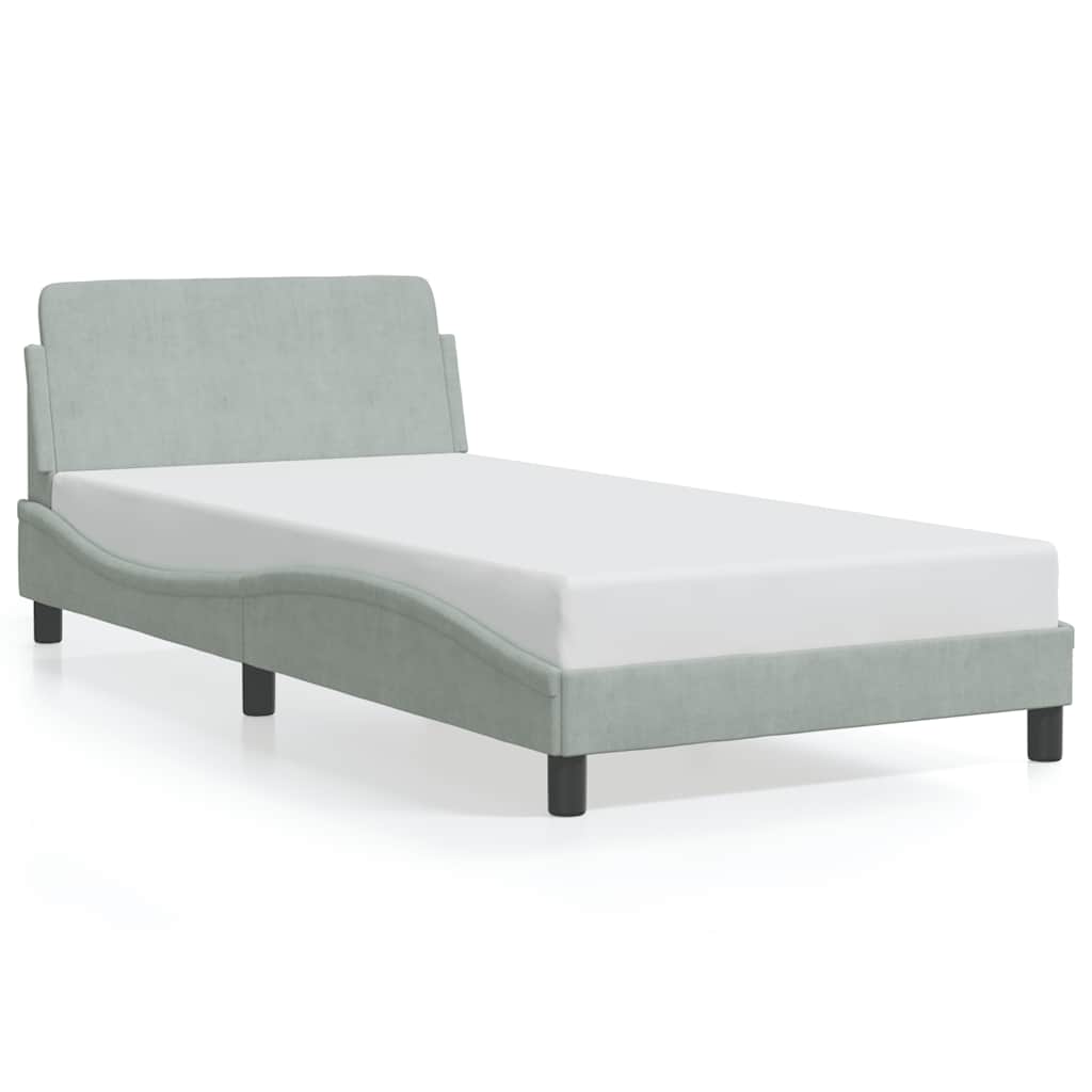 sengeramme Dover 100x190 cm velour lysegrå