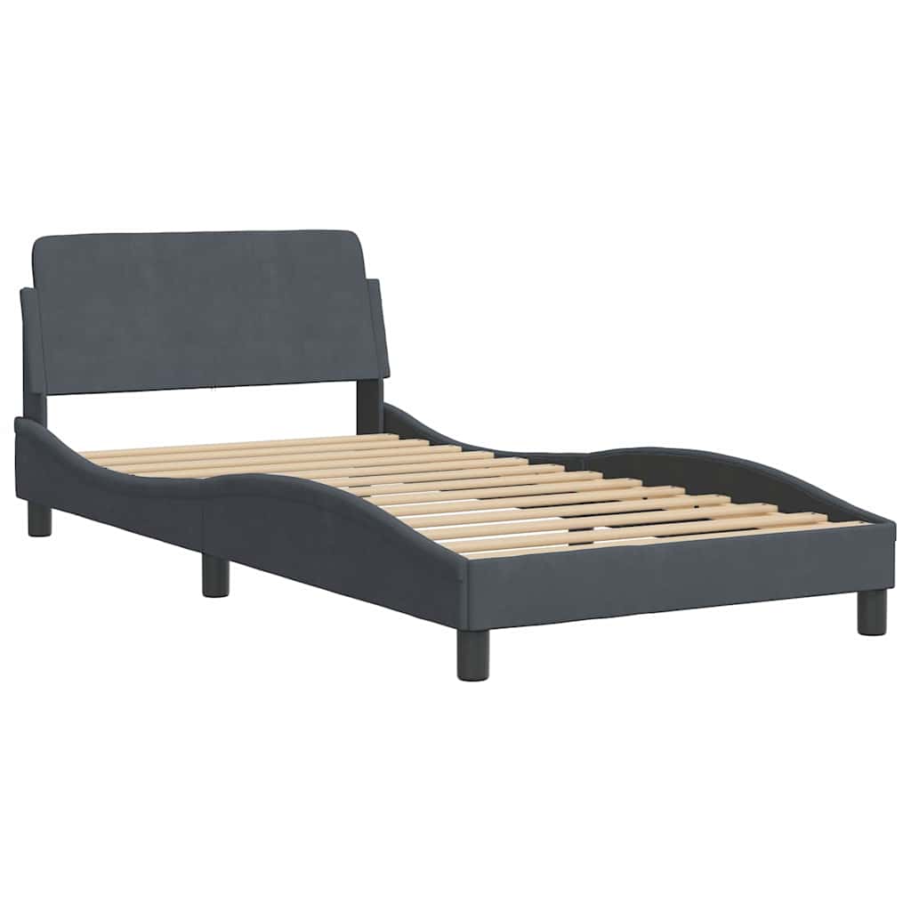 sengeramme Dover 100x190 cm velour mørkegrå