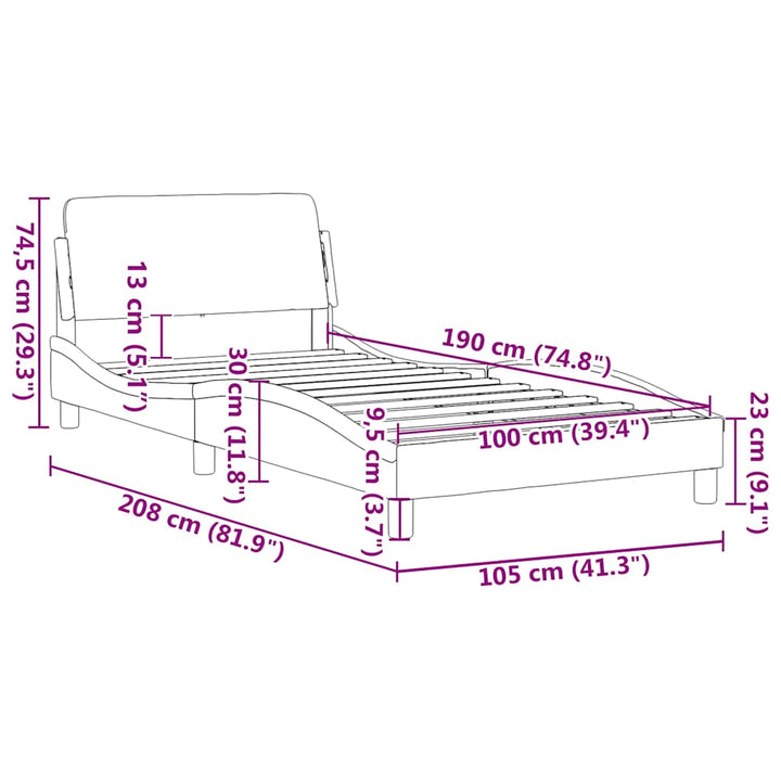 sengeramme Dover 100x190 cm kunstlæder sort