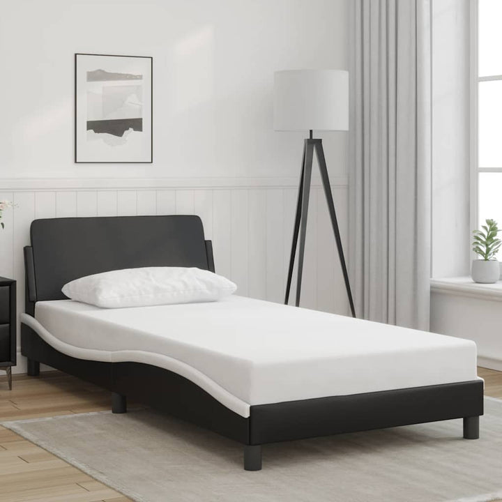 sengeramme Dover 100x190 cm kunstlæder sort og hvid