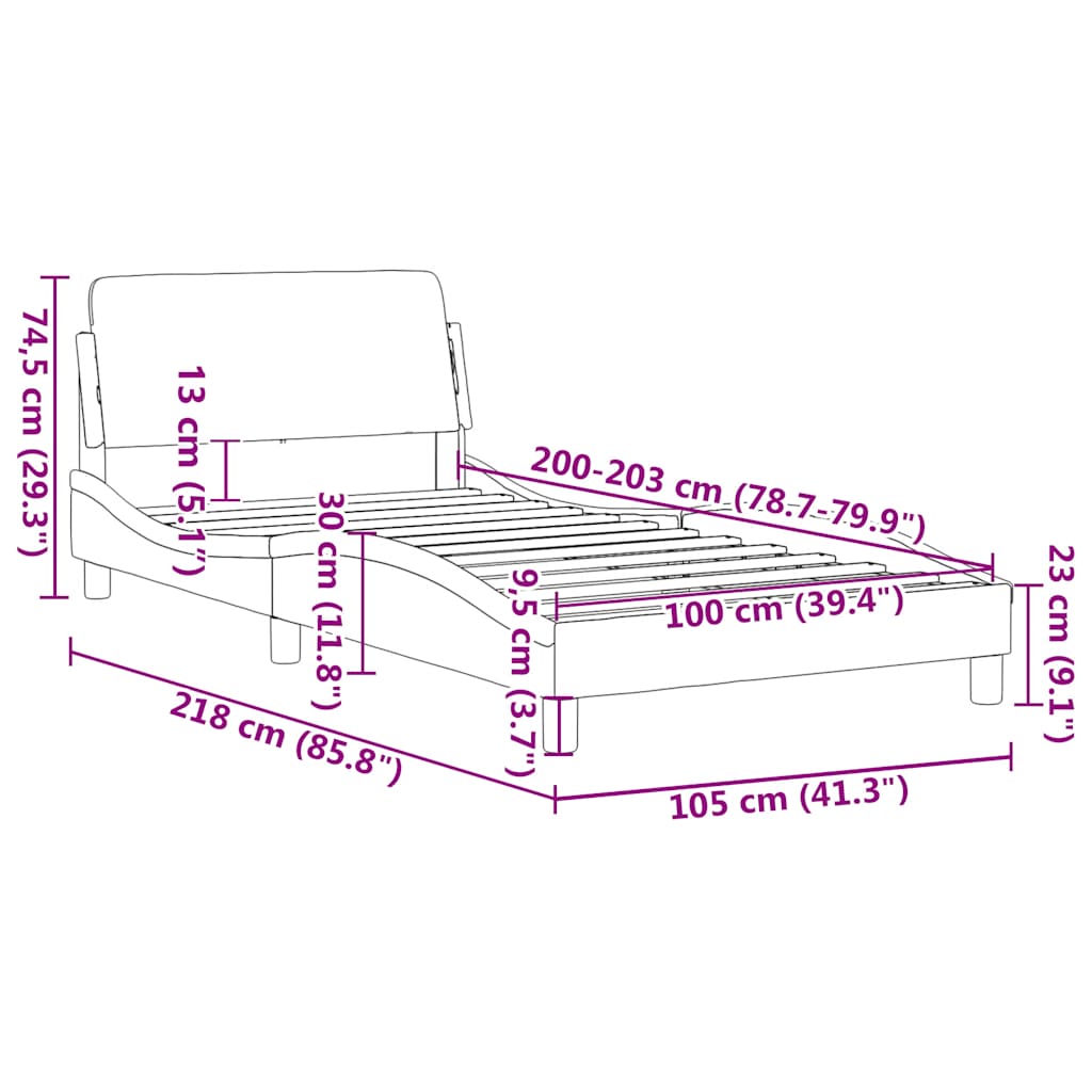 sengeramme Dover 100x203 cm kunstlæder sort