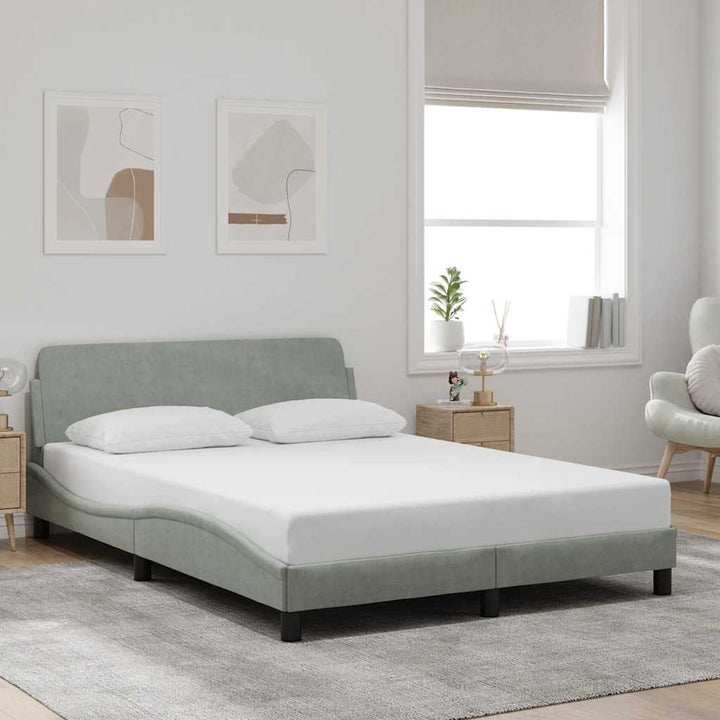 sengeramme Dover 137x190 cm fløjl lysegrå